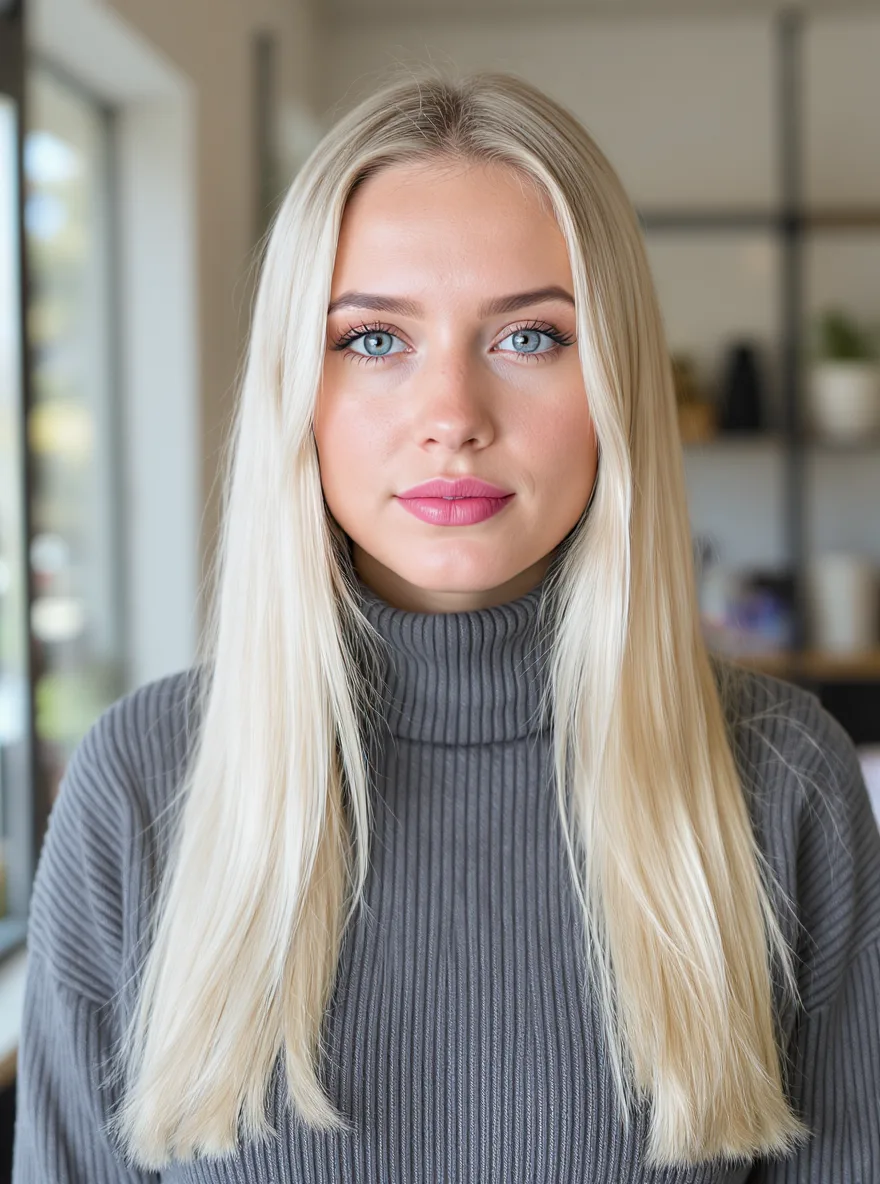 Icy Platinum Blonde Straight Cut